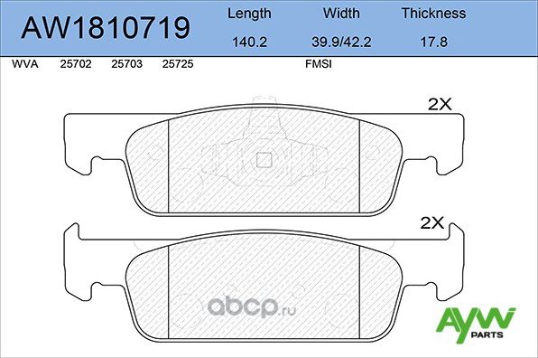 Колодки тормозные передние RENAULT Logan II 1,6 10/14>, Sandero II 03/14 (Aywiparts). Артикул AW1810719