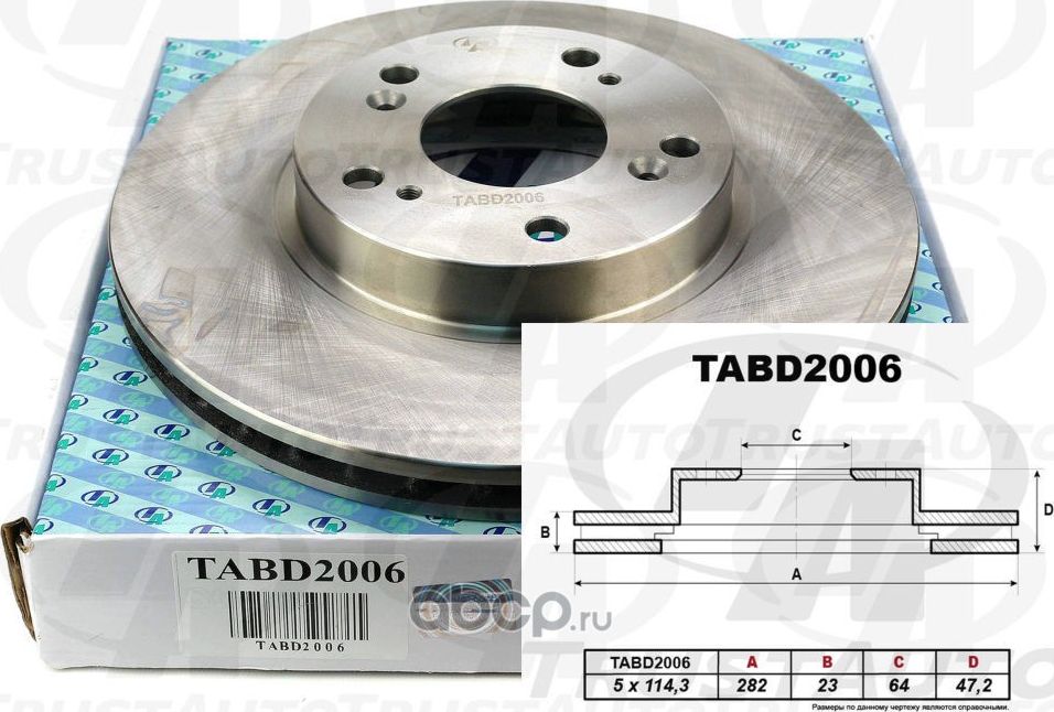 Тормозной диск (TA) TABD2006 (Trustauto). Артикул TABD2006