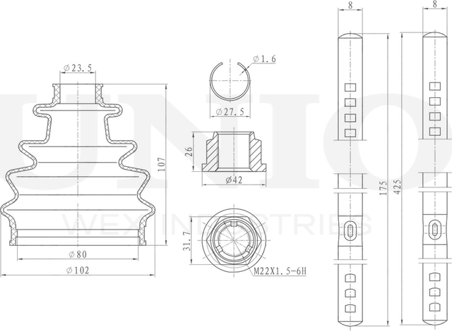 Пыльник ШРУС, комплект (Unio). Артикул DUC-30060K