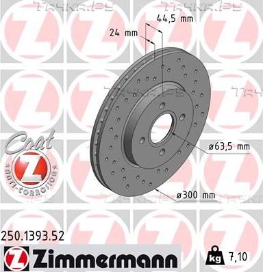 Тормозной диск Zimmermann SPORT Z. Артикул 250.1393.52