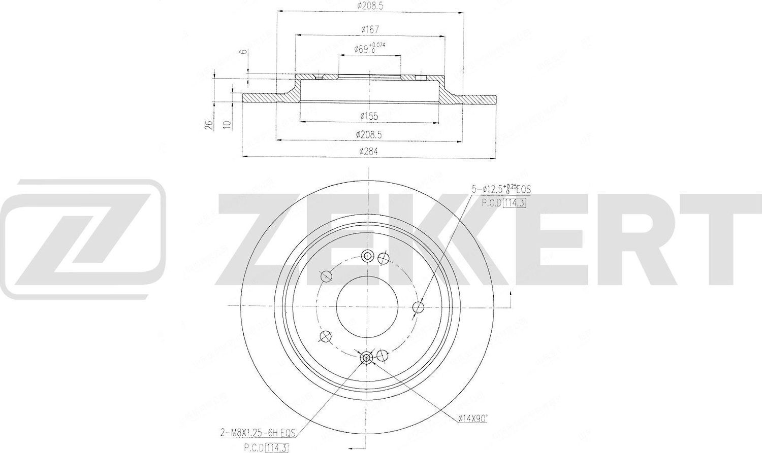 Тормозной диск Zekkert. Артикул BS-6808