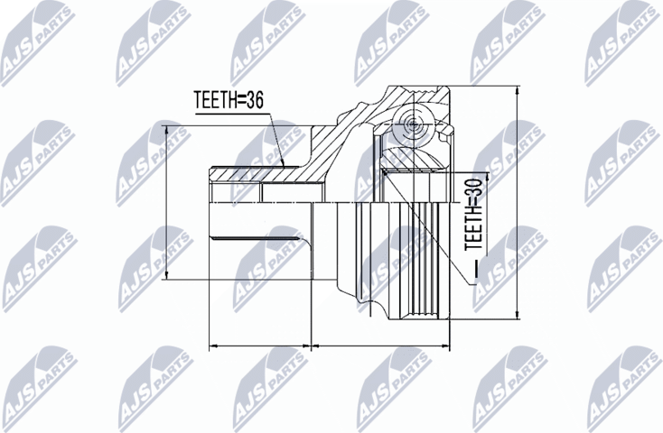 Шрус внутренний (граната) NTY. Артикул NPZ-VW-030