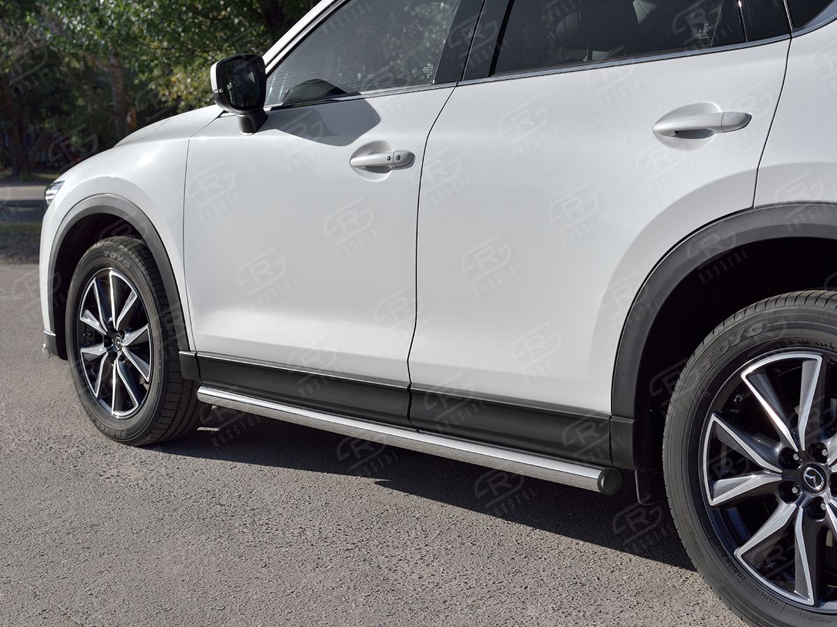 Защита порогов RusStal труба d63 (вариант 2) для Mazda CX-5 II 2017-2026. Артикул M5T-0027982