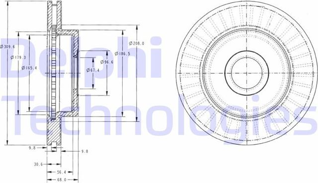 Тормозной диск Delphi передний для Jeep Grand Cherokee I (ZJ) 1999-1999. Артикул BG3659