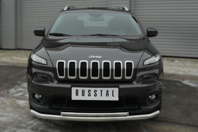 Защита RusStal переднего бампера d63 (секции) d42 (дуга) для Jeep Cherokee KL 2014-2026. Артикул JCZ-001985