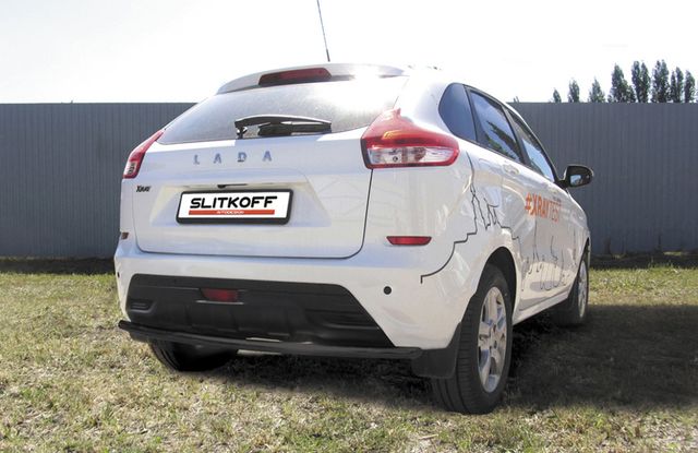 Защита Slitkoff заднего бампера d42 для Lada Xray 2015-2026 Черная. Артикул LadXR014B