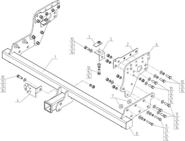 Фаркоп AvtoS для Fiat Fullback 2016-2020 вкл. Long без шара в комплекте. Быстросъемный крюк. Артикул MI 29
