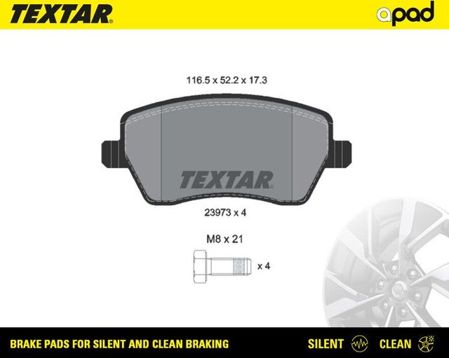 Тормозные колодки Textar apad для Renault Logan II 2007-2026. Артикул 2397301SC
