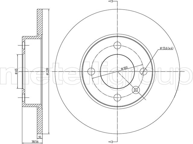 Тормозной диск Metelli передний для Audi 80 III (B2) 1978-1981. Артикул 23-0054