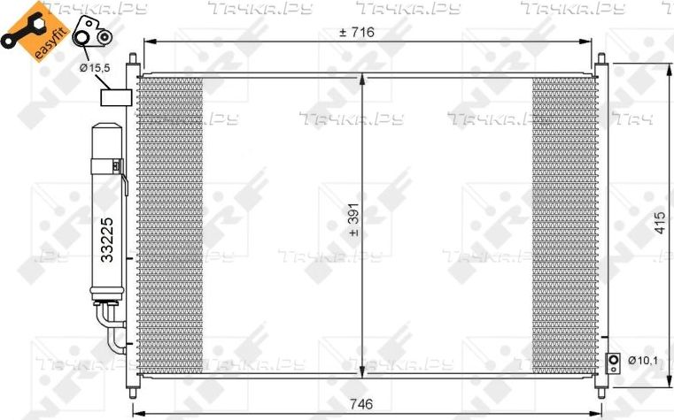 Радиатор кондиционера (конденсатор) NRF EASY FIT для Honda FR-V 2005-2009. Артикул 35867