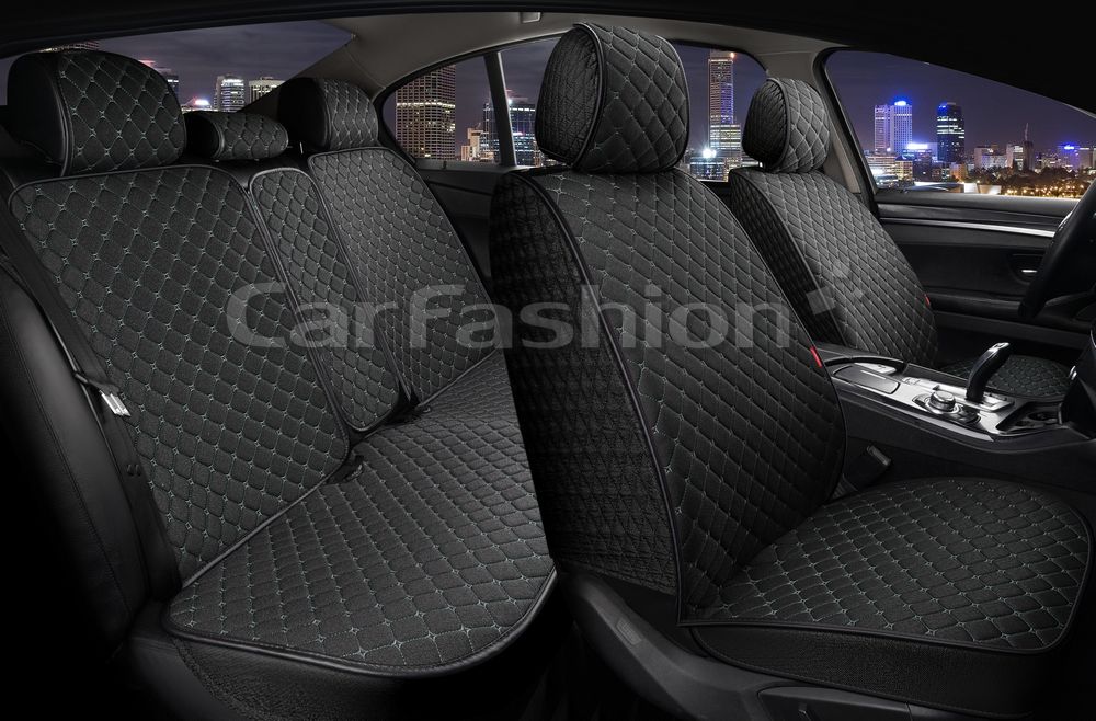 Накидки универсальные Linen Cube Plus для авто, цвет Черный/Черный/Темно-серый. Артикул 22713