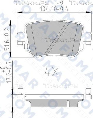 Тормозные колодки Fomar задние для SEAT Alhambra II 2015-2026. Артикул FO 251081