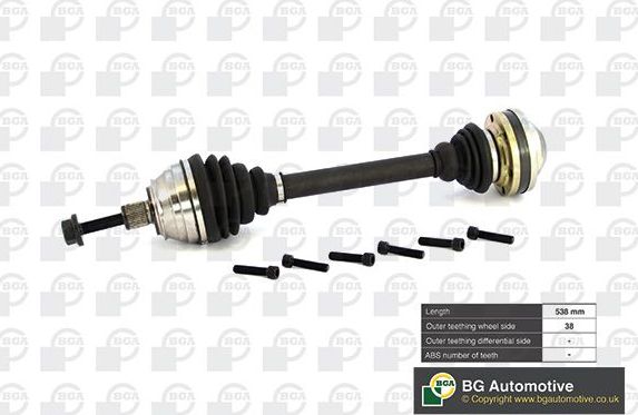 Полуось (привод в сборе, приводной вал) BGA передняя правая/левая для Volkswagen Transporter T4 1990-2003. Артикул DS9615