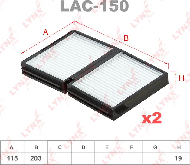Салонный фильтр LYNXauto. Артикул LAC-150