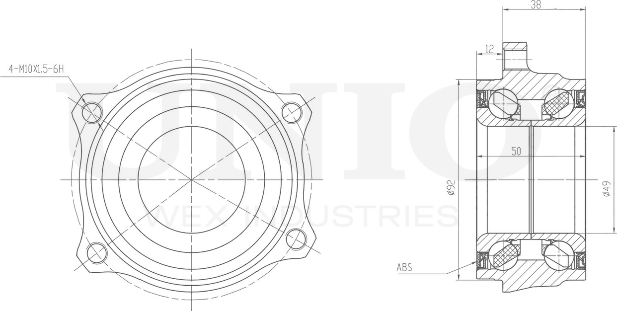 Ступица колеса с интегрированным подшипником (Unio). Артикул HUB-20234