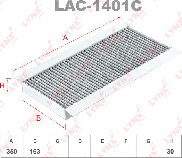 Салонный фильтр LYNXauto. Артикул LAC-1401C
