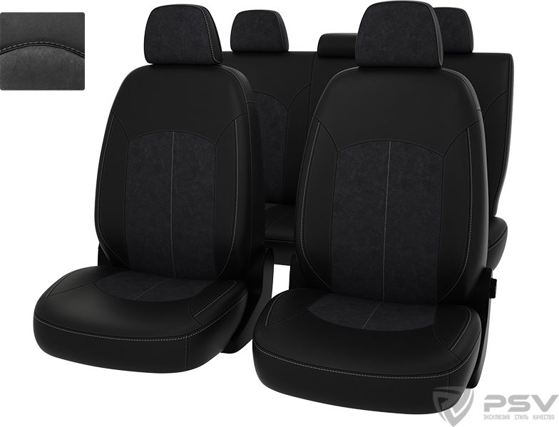 Чехлы PSV Оригинал на сидения для VW Polo V 2009-2026, цвет Черный/темно-серый. Артикул 127889
