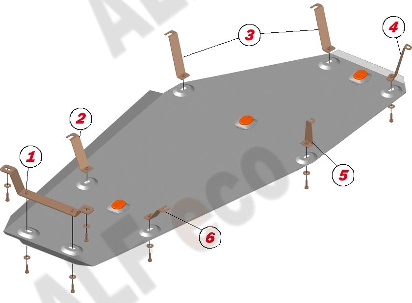 Защита алюминиевая Alfeco для топливного бака Toyota RAV4 IV 2013-2019. Артикул ALF.24.71 AL4