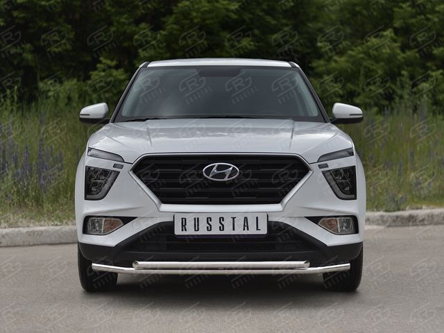 Защита RusStal переднего бампера d42 секции-d42 дуга для Hyundai Creta II 2021-2026. Артикул HCRZ-003816