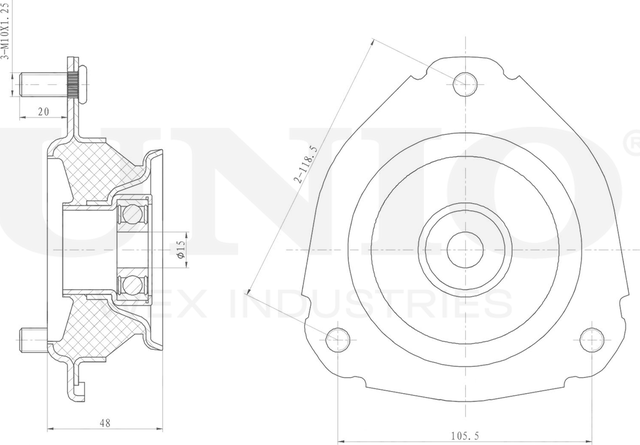 Опора амортизационной стойки (Unio). Артикул RMP-13109