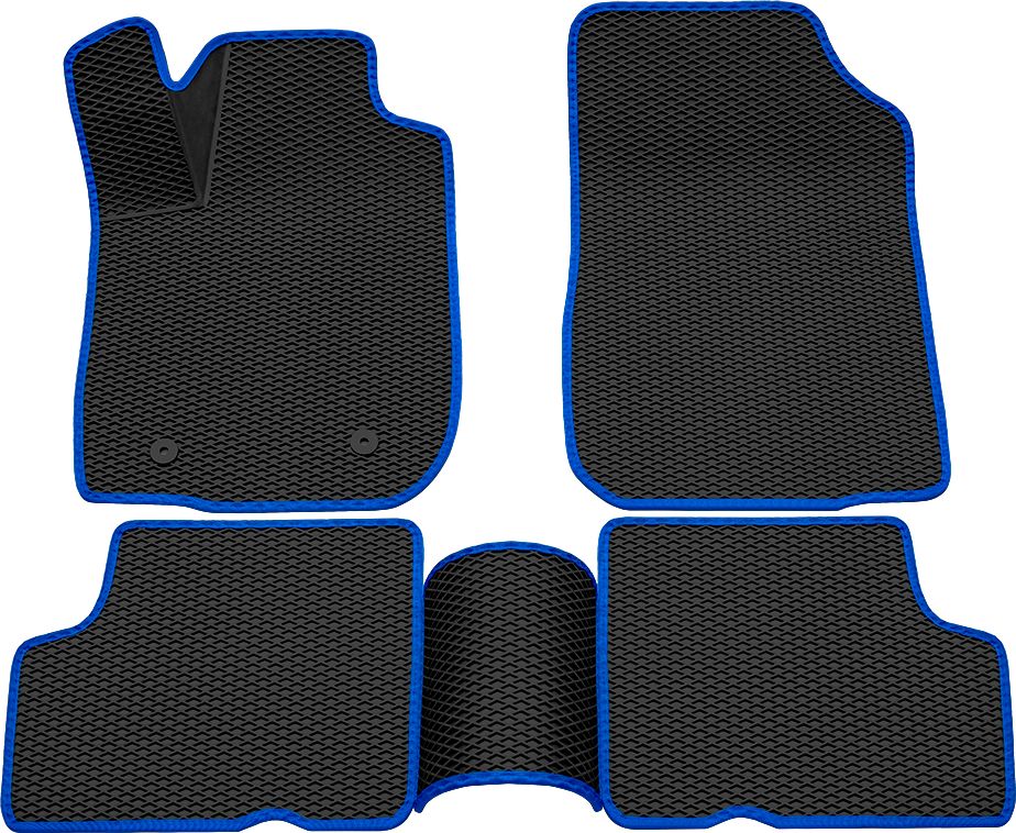 Коврики Rezkon 3D EVA ромб резиновые для салона Renault Logan I 2004-2015 Синий кант. Артикул 9229015103