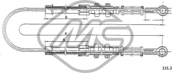 Трос ручника (тросик ручного тормоза) Metalcaucho задний для Fiat 500 I 1965-1976. Артикул 81261