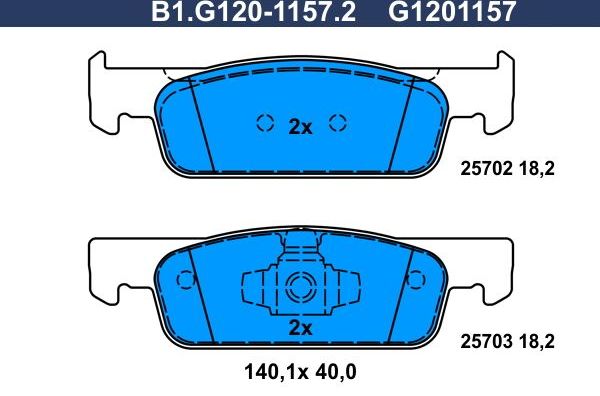 Тормозные колодки Galfer передние для Smart Forfour II ((W453) 2014-2026. Артикул B1.G120-1157.2