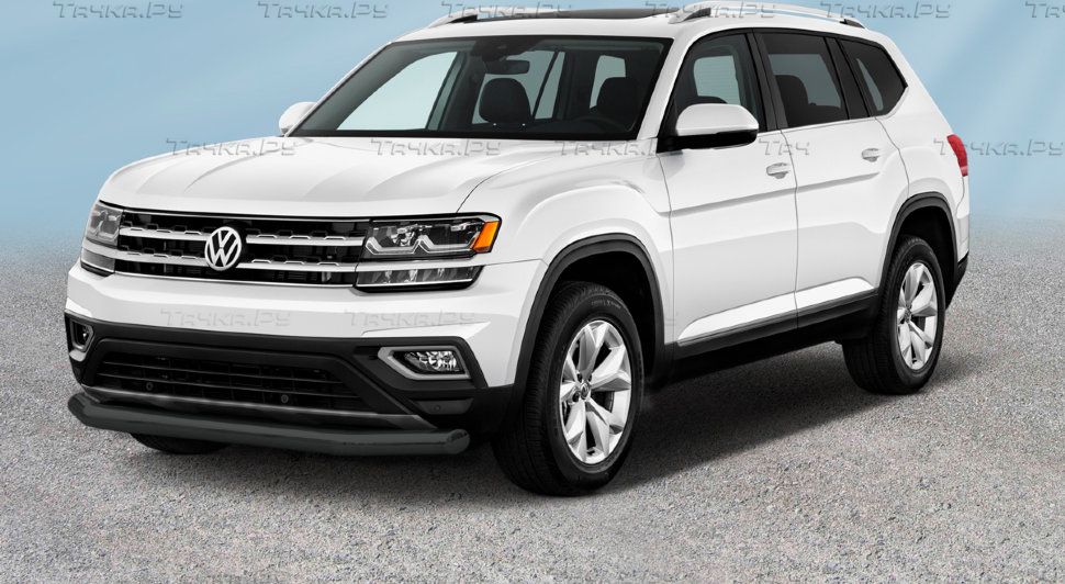 Защита Slitkoff переднего бампера d76 для Volkswagen Teramont 2018-2026 Черная. Артикул VWTM001В