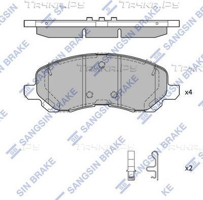 Тормозные колодки Sangsin Hi-Q передние для Mitsubishi Lancer IX 2003-2013. Артикул SP4277