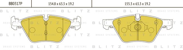 Колодки тормозные BMW 5 (E60/E61) 03- перед. (Blitz). Артикул BB0317P