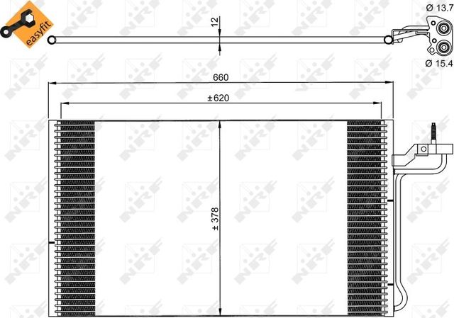 Радиатор кондиционера (конденсатор) NRF EASY FIT для Volvo C70 II 2006-2013. Артикул 35882