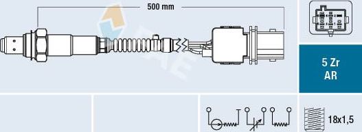 Лямбда-зонд (кислородный датчик) FAE. Артикул 75018