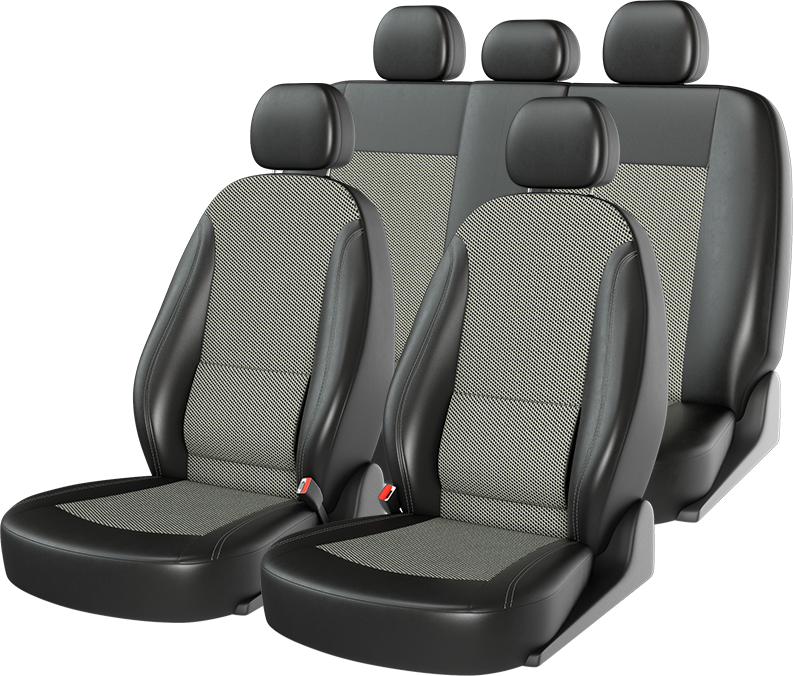 Чехлы универсальные CarFashion Atom Comfort на сидения авто, цвет Черный/Серый/Серый. Артикул 10962