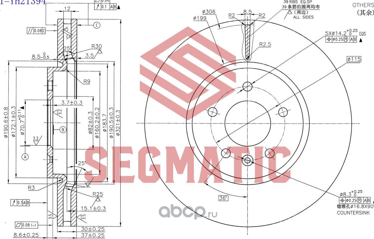ДИСК ТОРМОЗНОЙ (Segmatic). Артикул SBD30093381