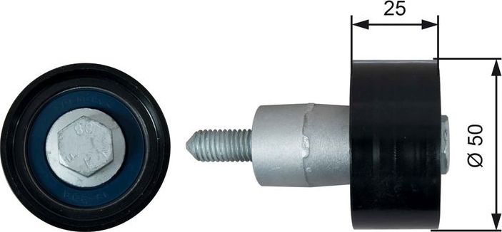 Направляющий (ведущий) ролик ремня ГРМ Gates (полимерный материал). Артикул T42317