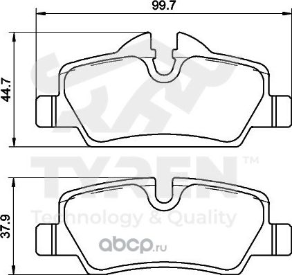 Колодки тормозные дисковые | зад | (Tyren). Артикул TYR1210981