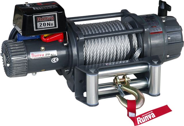 Лебёдка электрическая 24V Runva 20000 lbs 9072 кг (влагозащищенная) стальной трос. Артикул EWB20000S24V