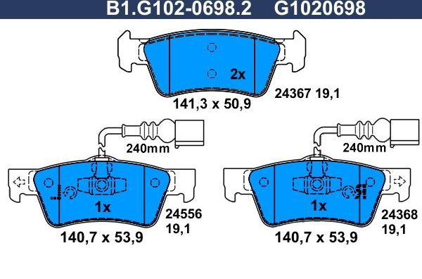 Тормозные колодки Galfer. Артикул B1.G102-0698.2
