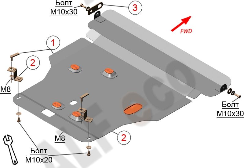 Защита алюминиевая Alfeco для картера и КПП Mazda Capella 4WD 1997-2002. Артикул ALF.13.21 AL4