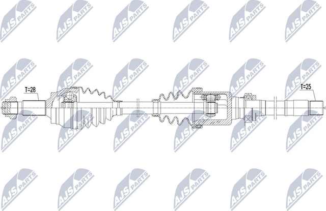 Полуось (привод в сборе, приводной вал) NTY для Peugeot 3008 I 2011-2016. Артикул NPW-PE-033