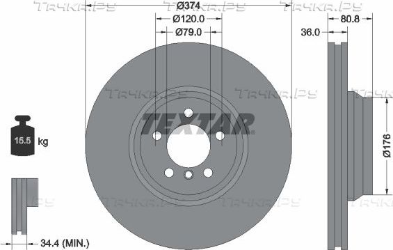 Тормозной диск Textar Pro. Артикул 92123003
