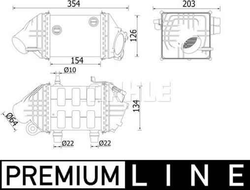Интеркулер Mahle Premium. Артикул CI 225 000P