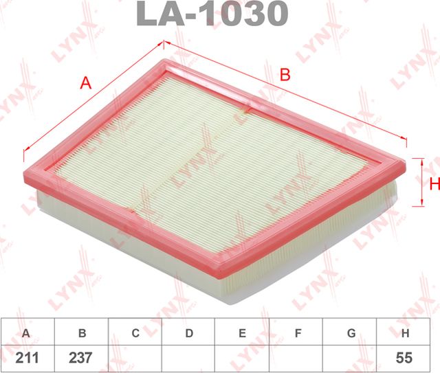 Воздушный фильтр LYNXauto для MINI Cabrio III (F57) 2014-2026. Артикул LA-1030