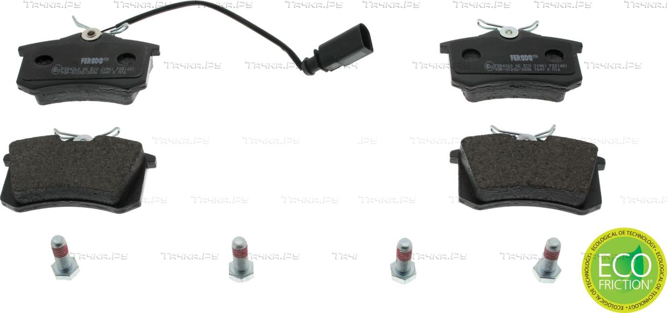Тормозные колодки Ferodo Premier Eco Friction задние для Volkswagen Sharan I 1995-2010. Артикул FDB1481