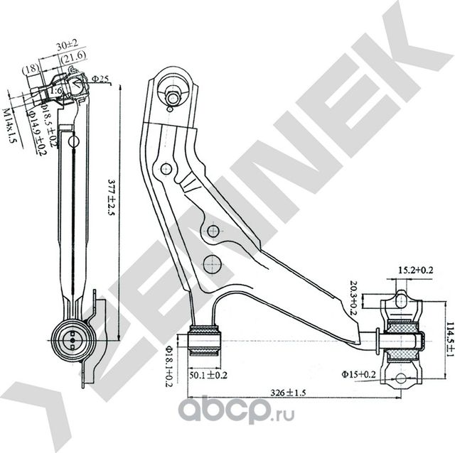 Рычаг передний нижний правый NISSAN PRIMERA 96-02 (Zennek). Артикул DCA0041