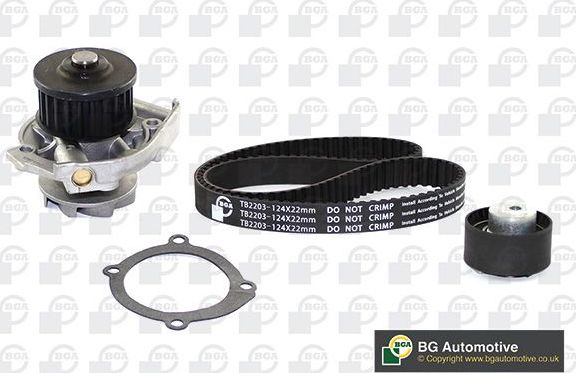 Помпа (водяной насос) с комплектом ремня ГРМ BGA для Fiat Doblo II 2010-2026. Артикул TB2203CPK