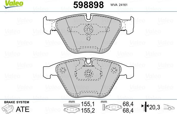 Тормозные колодки Valeo. Артикул 598898