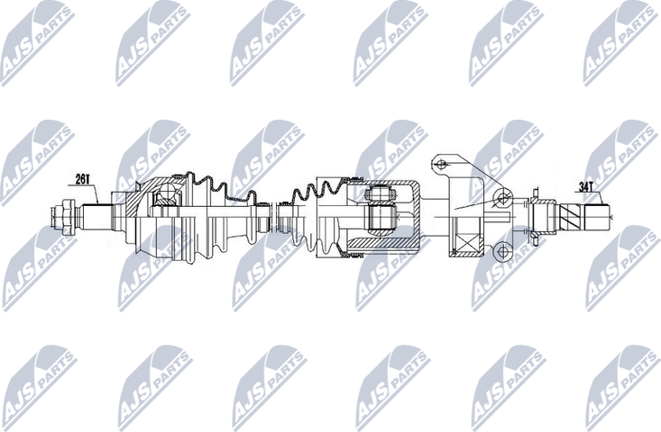 Полуось (привод в сборе, приводной вал) NTY передняя правая/левая для BMW X5 II (E70) 2010-2013. Артикул NPW-BM-039