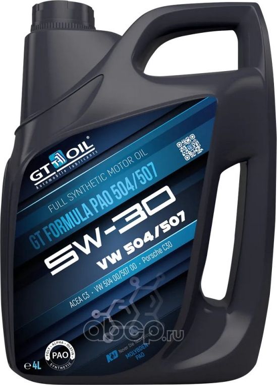 Масло GT Formula PAO 504/507 SAE 5W-30 API SN  4 л (GT OIL). Артикул 8809059409732