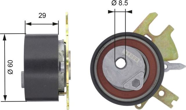 Натяжной ролик (натяжитель) ремня ГРМ Gates PowerGrip®. Артикул T43089